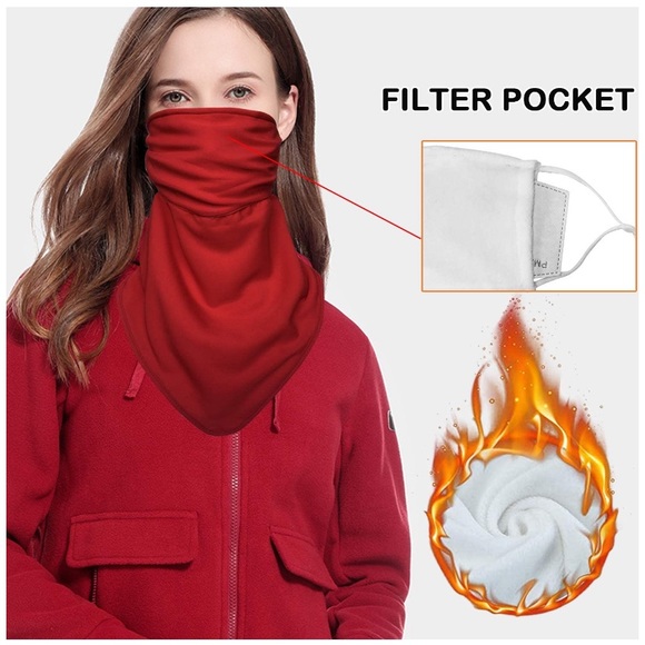 4 Pack Face Scarf Mask Filter Pocket WinterFleece - Picture 2 of 5